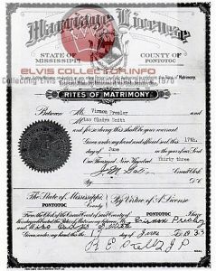 WM RARE FAMILY Vernon and Glayds marriage cert